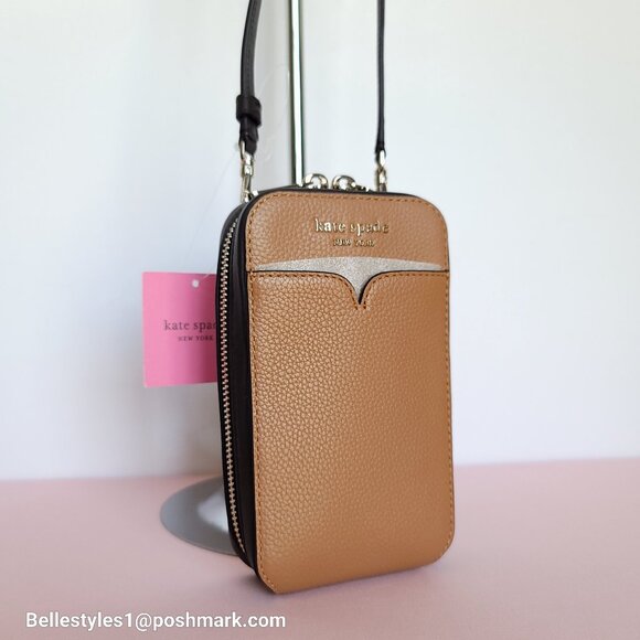 KATE SPADE Zeezee North South Pebbled Leather Phone Crossbody Bag- Bungalow M🎈⭐ - Picture 3 of 16
